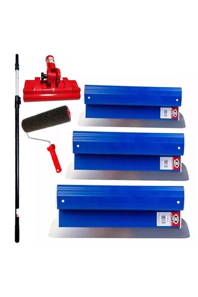 olejnik Set 3 gletiere profesionale, inox, 25, 40, 60 cm, suport, maner teles...