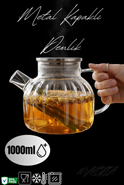 HOLNER أنيقة من الخيزران مع مصفاة سعة 1000 مل - نموذج شاي أعشاب إبريق شاي زجا...