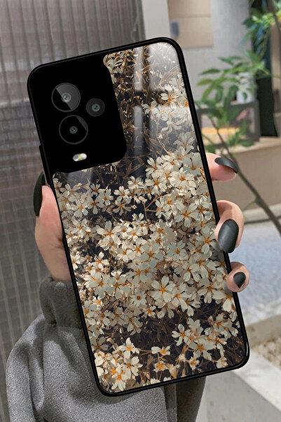 General Mobile Gm 24 Pro Uyumlu Beyaz Çiçek Tasarımlı Glossy Premium Kılıf