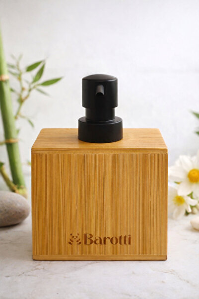BAROTTİ Modern Doğal Görünümlü Bambu Dikdörtgen Sıvı Sabunluk, Losyonluk,Bany...