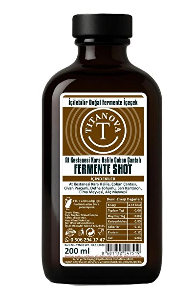 TİTANOVA AT KESTANESİ KARA HALİLE ÇOBAN ÇANTALI FERMENTE SHOT 200 ML