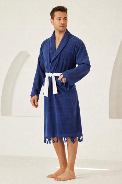 Katia&Bony Erkek Lacivert Renkli Köpekbalığı Baskılı Havlu Bornoz