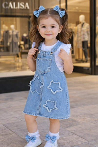 CALİSA طقم سالوبيت للفتيات من عمر 3-10 سنوات مع تي شيرت وتفاصيل نجمية وتنورة ...