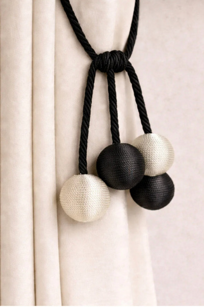 MEFAKS TEKSTİL Modern Sarım 4 Toplu Braçol | Kornişe Takmatik İpli Perde Topl...