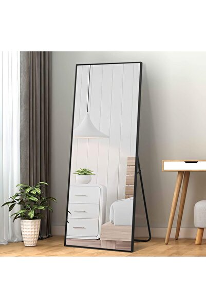 EFFE YAPI DEKOR Full-length floor mirror with a modern black metal frame, 180...