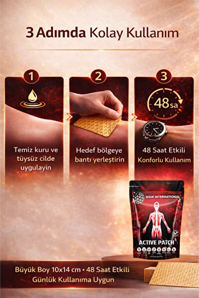 waw international Active Patch – Kas Ve Eklem Ağrıları Için Doğal Bant | Anında Rahatlama Ve Uzun Süreli Etki 25 Adet