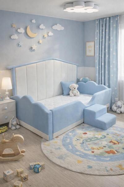 Puf Bebe Montessori Serisi _yumuşacık Puf_çocuk_bebek_merdivenli Yatak 90x190...