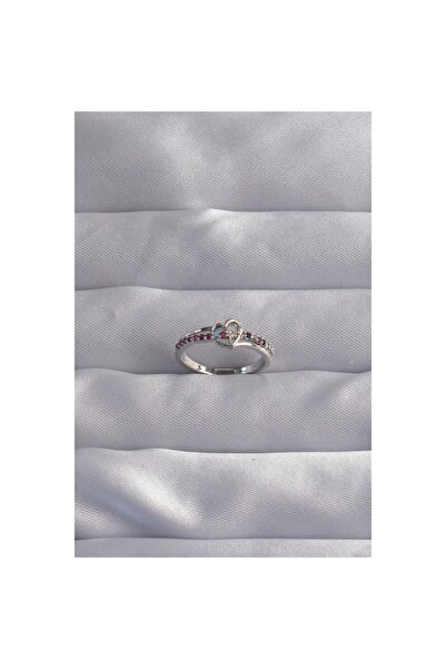 Clariss Brass Silver Color Colored Zircon Stone Adjustable Ring