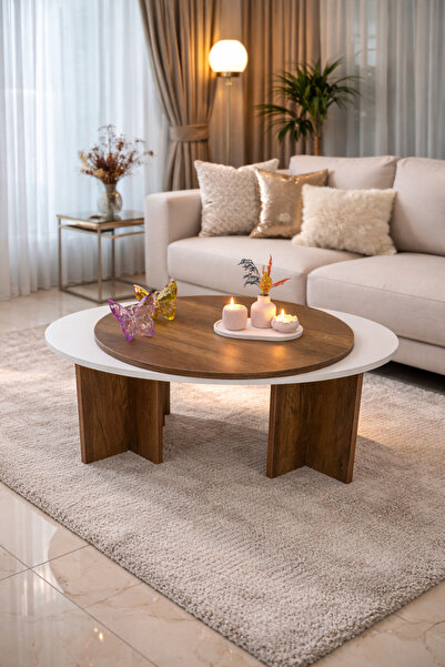 MatBeyaZ Modern MDF orta sehpa salon sehpa üst üste dekoratif 100 cm uzunluk ...