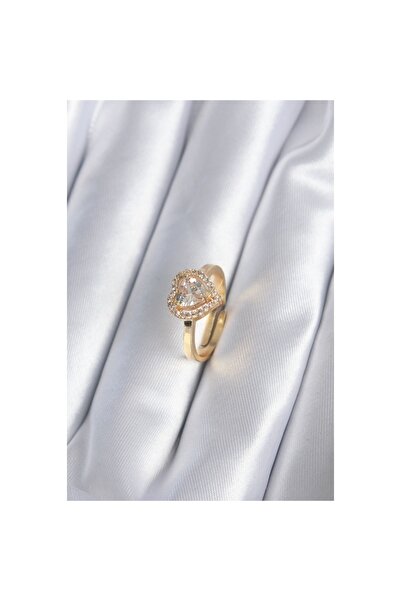 Ahmed Güvenal Ticaret النحاس الذهب اللون الزركون حجر القلب سحر نموذج خاتم المرأة