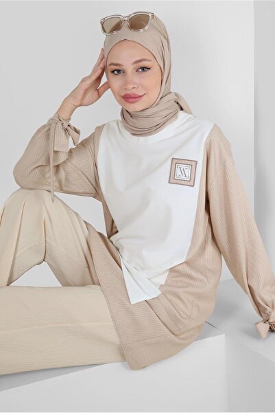 Alvina أصفاد ثنائية اللون مع تفاصيل ربطة عنق 43905