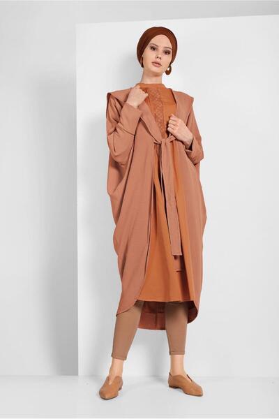 TRENDTESETTÜR KADIN KAHVE (CAMEL) SALAŞ KESİM BAĞLAMALI CEKET 6039