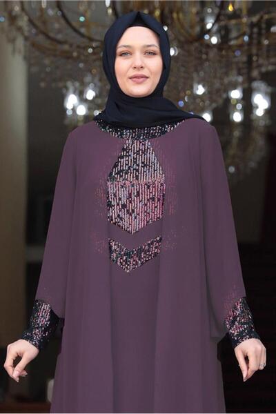 TRENDTESETTÜR KADIN PEMBE (GÜLKURUSU) PUL PAYET DETAYLI ABİYE T 3623