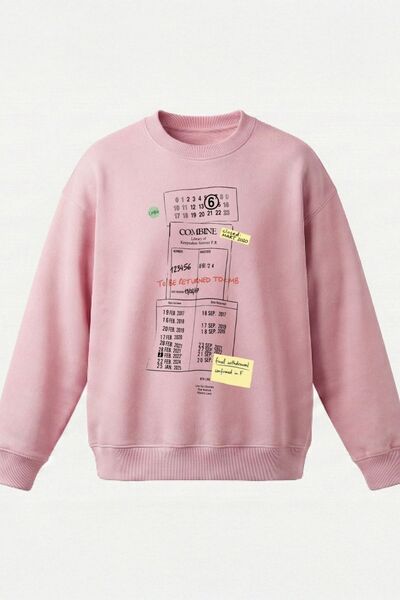 COMBİNE MİCHAİL Erkek Baskılı Oversize Pembe Sweatshirt