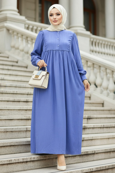 Neva Style Rochie Hijab cu dungi lavandă 19091LV