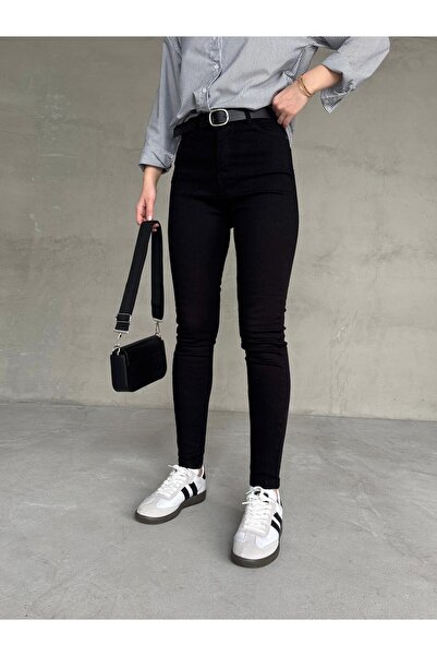Cappmoda JEAN-08126 Siyah Yüksek Bel Likralı Skinny Jean