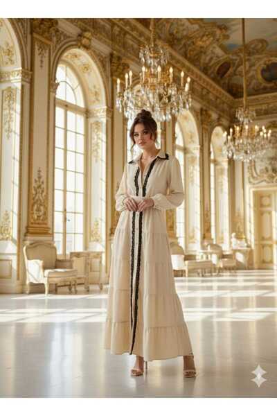 newmisal Women's Lace-Detail Buttoned Dress