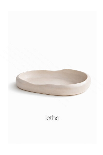 Lethe Design Taş Görünümlü Düzensiz Form Beton Dekoratif Kase/Tabak 25x15cm T...