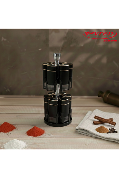 Evren 12’li Cam Baharatlık Seti, Yuvarlak Tuzluk Karabiberlik Baharat Takımı ...