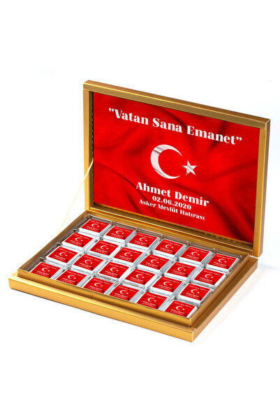 Hacı Şerif Asker Çikolatası 48 Adet Madlen Çikolata Gold Kutu