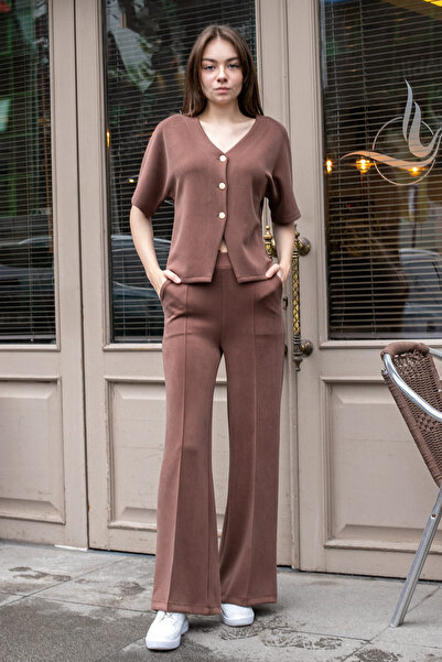 Jument Pantaloni palazzo cu picioare largi, din țesătură modal, elastică și m...