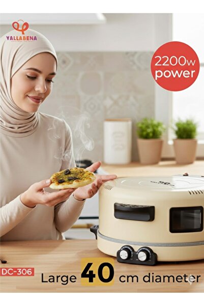 Yallabena صانعة بيتزا وخبز عربي كهربائية - 2200 واط - صفيحة جرانيت - 40 سم
