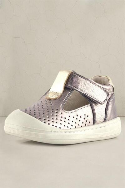 Rakerplus Shaun Genuine Leather Gold Velcro Anatomical Baby Girl Sandals