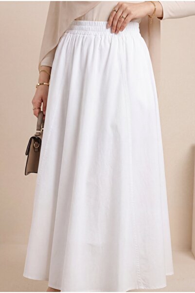 HİJABAYA تنورة بوبلين واسعة - خصر مطاطي وجيوب مزدوجة