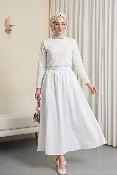 HİJABAYA Ελαστική μέση διπλή Με τσέπες Ποπλίνα Κλοσέ Φούστα