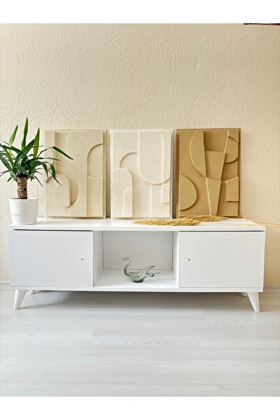 OLA CONCEPT El Yapımı Kum Dokulu Soyut Sanat Tablo Minimalist 3 Boyutlu Iskan...