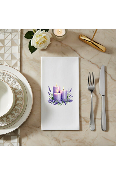 VENORA Mor Mumlu Lavanta Sunum Peçetesi - 12'li