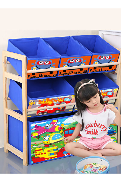 Generic صندوق تخزين ألعاب الأطفال ليون هوم، مكون من 3 طبقات، مع 6 صناديق قابل...