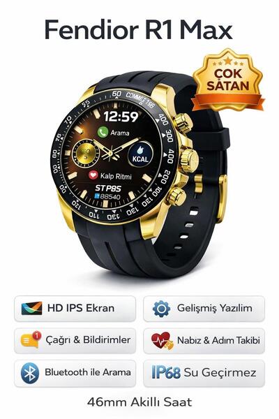 BİRİVA HOME Akıllı Saat Siyah- GOLD Akıllı Saat Iphone Ve Android Tüm Telefon...