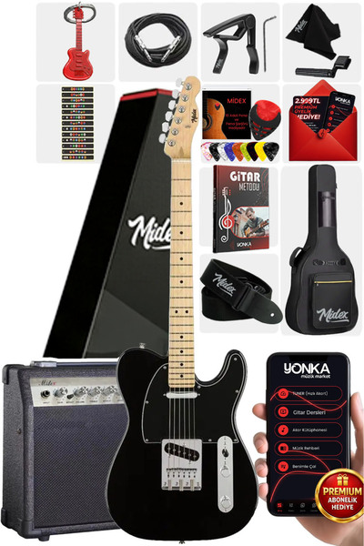 Midex Tlx-50bk-30amp Tele Kasa Maple Klavye 2 Single-coil 30w Amfili Elektro ...
