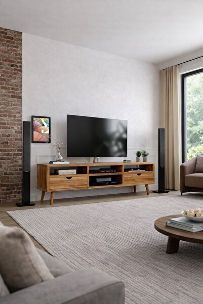 KIYMIK HOME Nilüfer Tv Ünitesi – %100 Gerçek Ağaç, Uzun Ömürlü Kullanım, Kişi...
