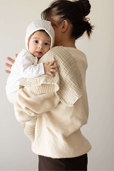 ZEYPBA Beige 4-Pack 4-Layer Muslin Baby Shoulder Cover 25X50Cm Baby Mouth Wip...