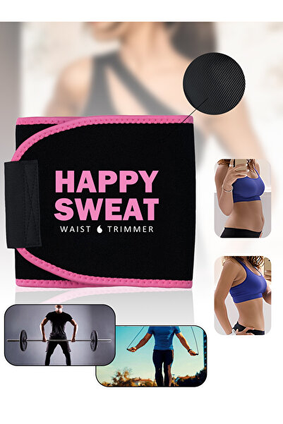 Generic Sweat Waist Trimmer Black & Pink Medium 41x8inch