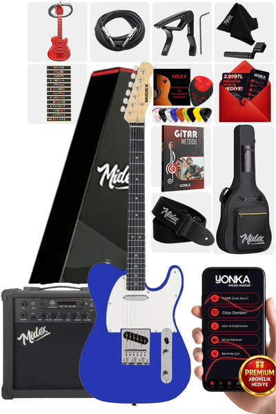 Midex Tlx-50bl-25amp Tele Kasa Maple Klavye 2 Single-coil 25w Amfili Elektro ...