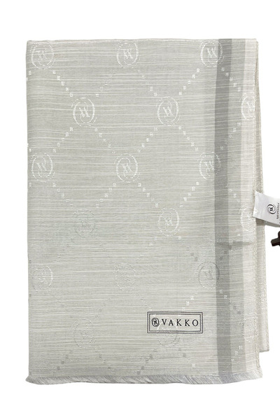 Vakko Pamuk İpek Şal - Hologram - Açık Gümüş