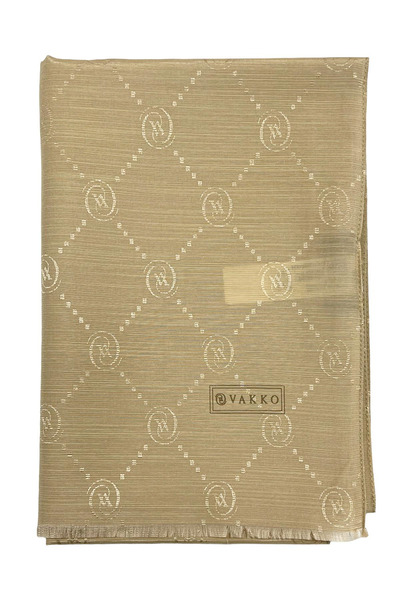 Vakko Pamuk İpek Şal - Monogram - Camel