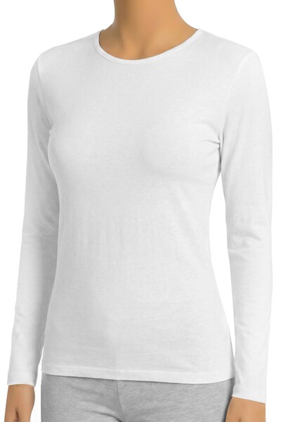 Öts Дамско боди с дълги ръкави и деколте от памучна ликра тениска