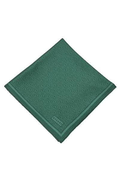 Vakko Twill İpek Eşarp - Yeni Monogram - Zümrüt