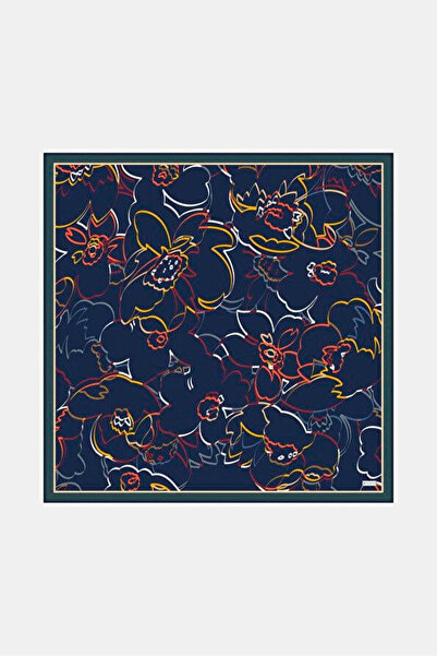 Vakko Twill İpek Eşarp - 41096 - Lacivert