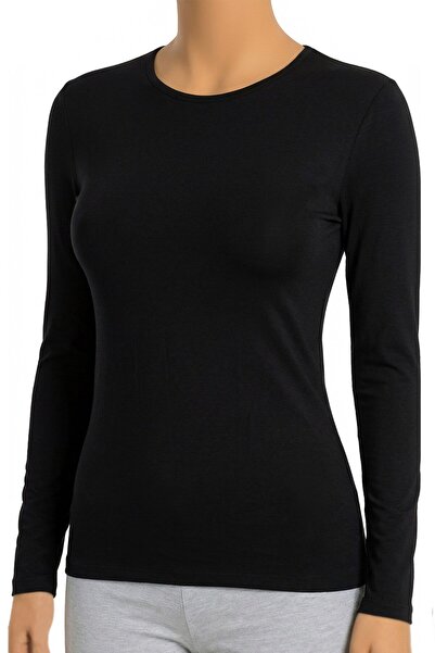 Öts Γυναικείο μακρυμάνικο μπλουζάκι από βαμβακερό λαιμόκοψη Lycra