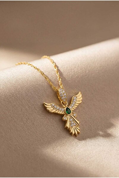 Gümüş Vadisi Kadın 925 Ayar Gümüş 14 Ayar Altın Kaplama Zirkon Taşlı Anka Kuş...