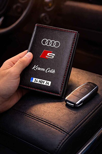 HEDİYEDİYE Kişiye Özel Audi S Logolu Termo Deri Ruhsat Kabı