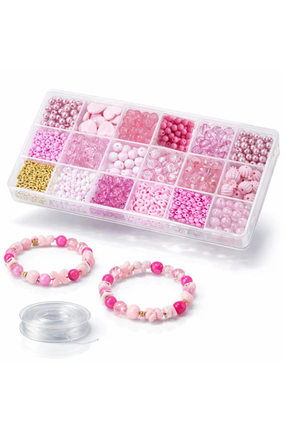 By MO Accessories YENİ SEZON Pembe Boncuklarla Takı Yapma Hobi Seti Kendin Ya...