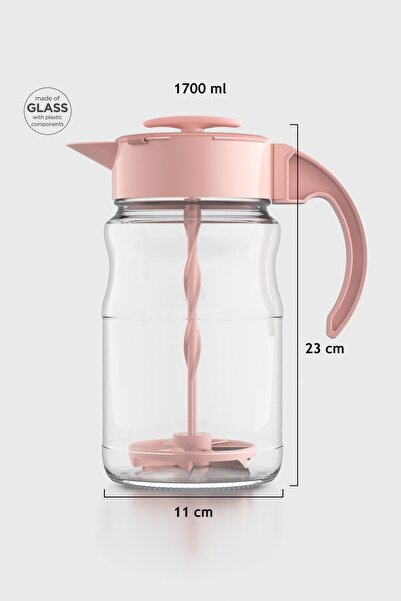 Renga Spiro 1700 ml Pudra Kapaklı Cam Karıştırma Sürahisi 111030