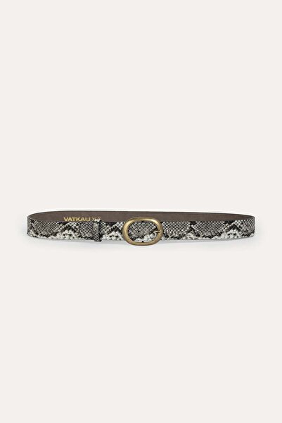 VATKALI Patterned Leather Belt with Gold Buckle