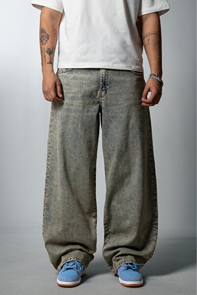 GRJ denim بنطلون جينز رجالي من Azure Line أرجل واسعة فضفاض للغاية باللون الأزرق